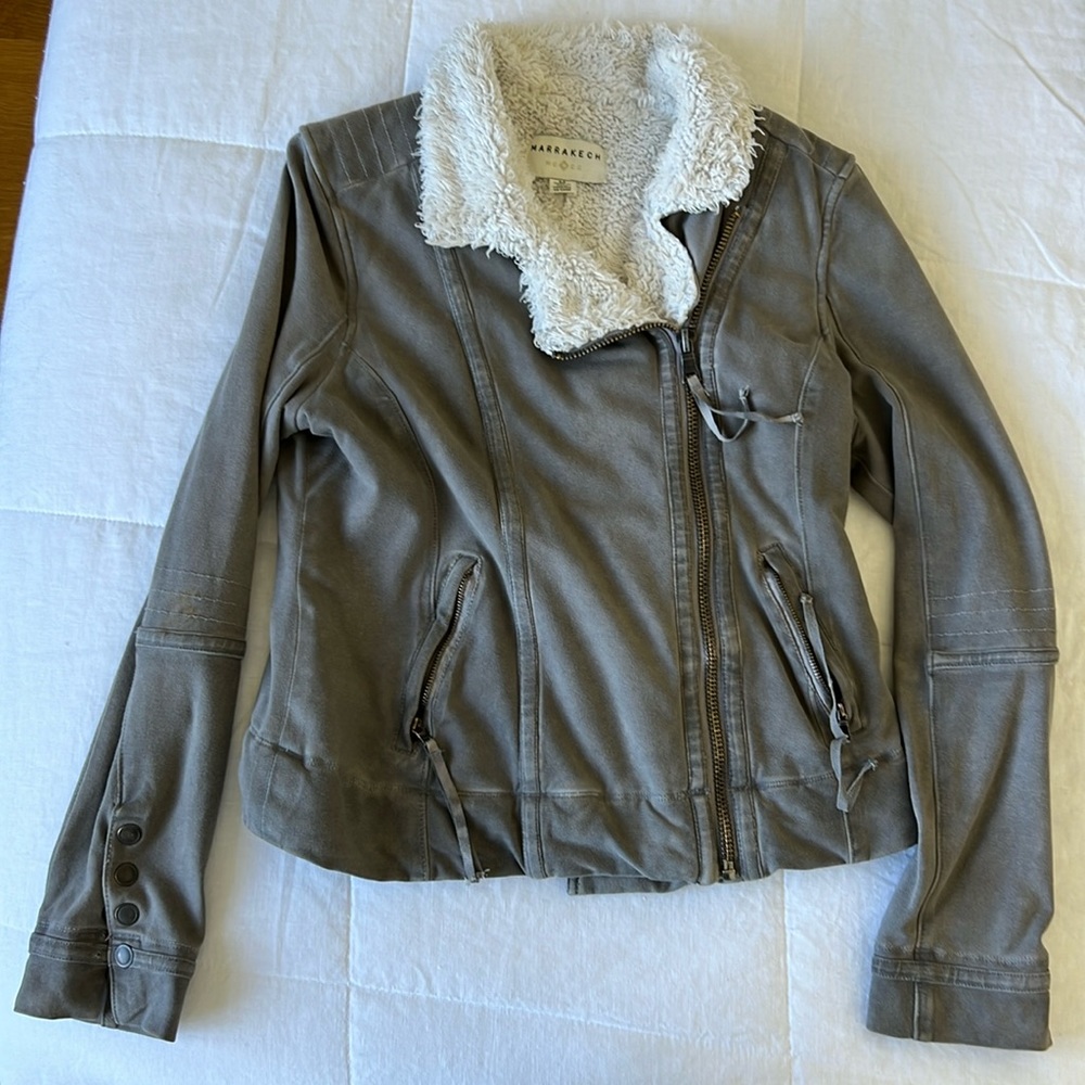 Anthropology cozy light gray jacket